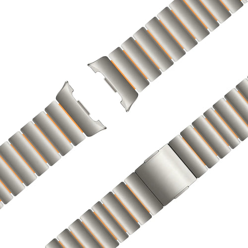 Bandz Samsung Galaxy Watch 8 - 40mm Titanarmband 'Hybrid' (Titan/Orange)