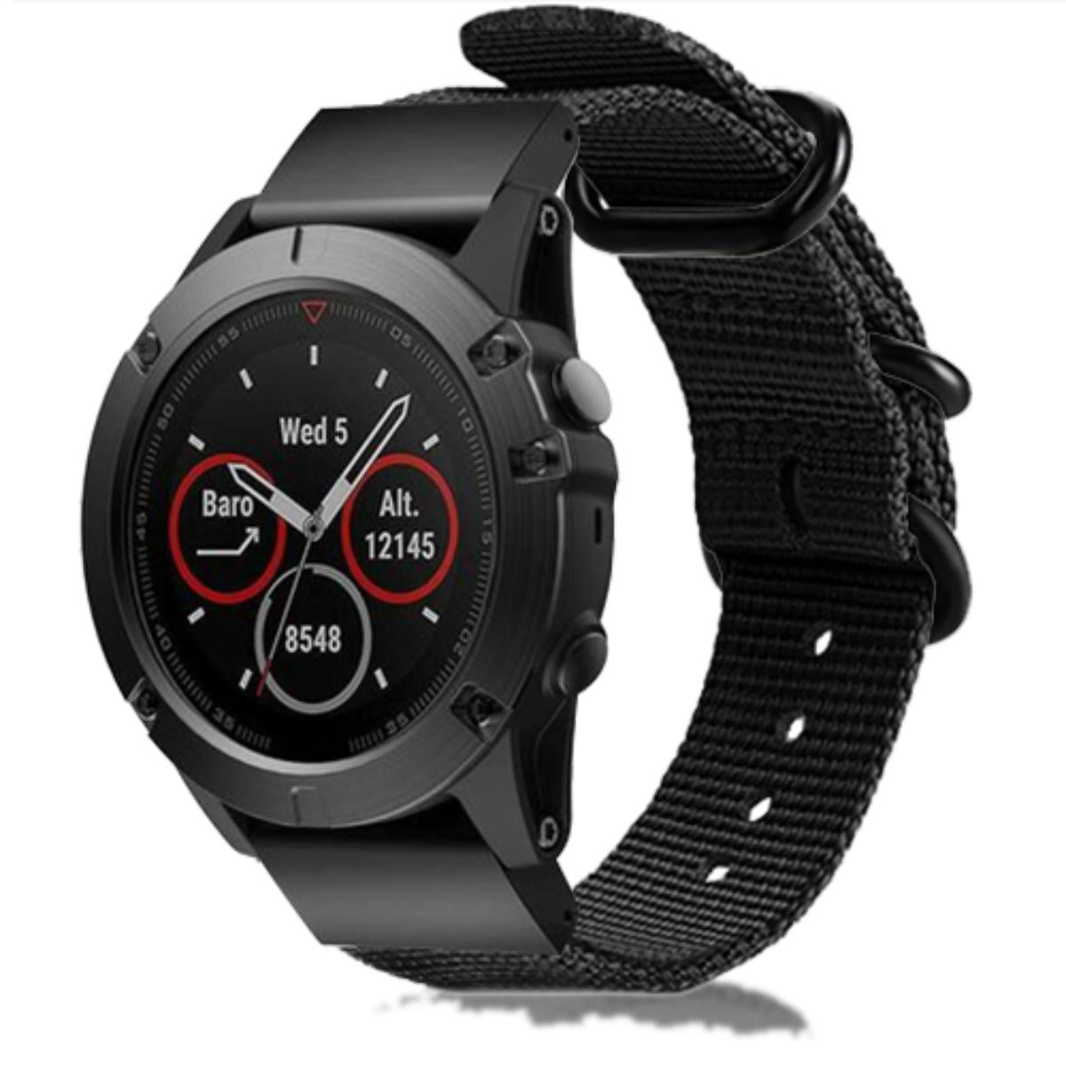 Garmin Fenix 5/6 Nylon Strap with Buckle (Black)