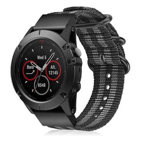 Garmin Fenix 5s/6s Nylon Strap with Buckle (Black/Grey)