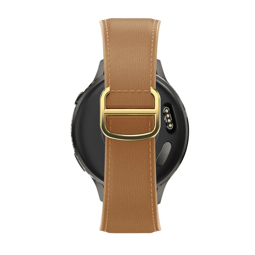 Bandz Bracelet cuir 'D-Type' Garmin Venu 2 Plus (thé au lait)