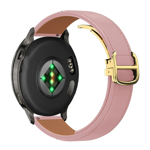 Bandz Garmin Venu 2 Plus Leather Strap 'D-Type' (Pink)