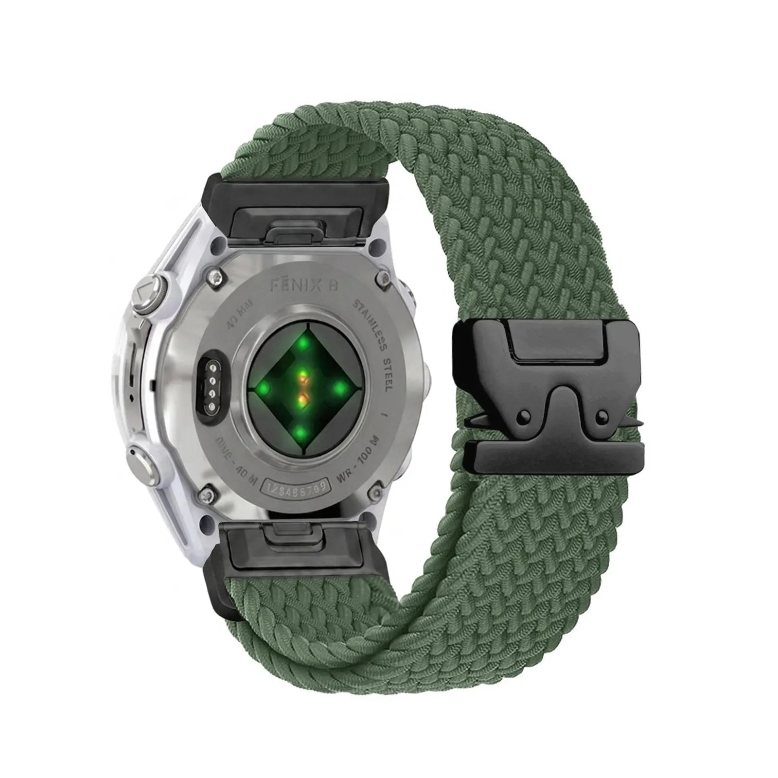 Garmin Forerunner 945 Braided Strap P-Buckle (Green with Black)