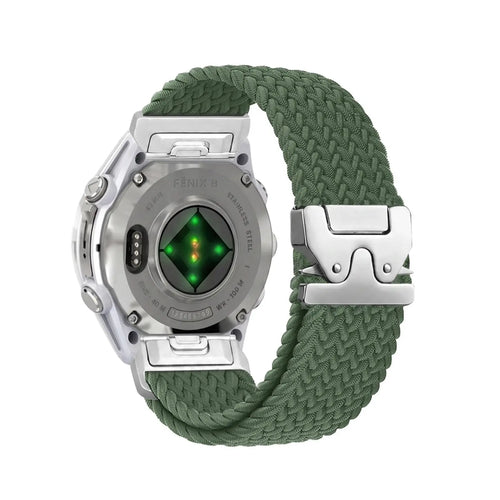 Garmin Quatix 8 Pro - 47mm gevlochten band met P-buckle (groen met zilver)