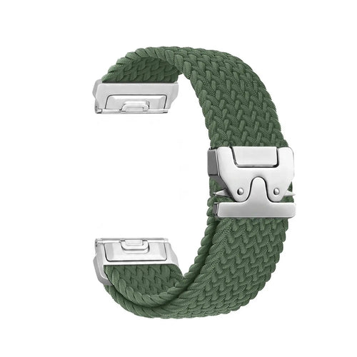 Garmin Quatix 8 Pro - 47mm gevlochten band met P-buckle (groen met zilver)