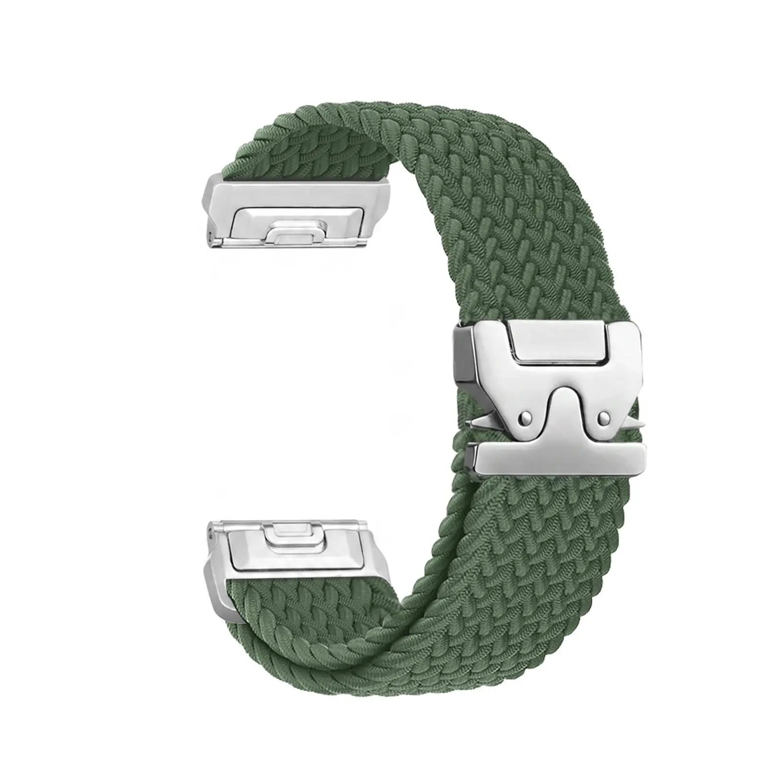 Garmin Quatix 8 Pro - 47mm gevlochten band met P-buckle (groen met zilver)