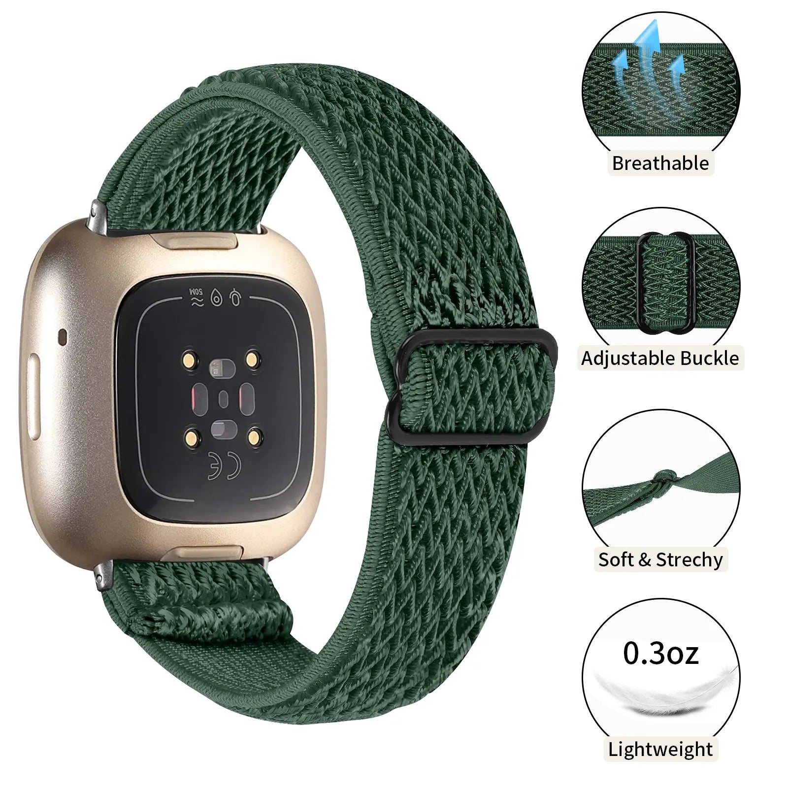 Fitbit Versa 3 elastisch bandje (groen)