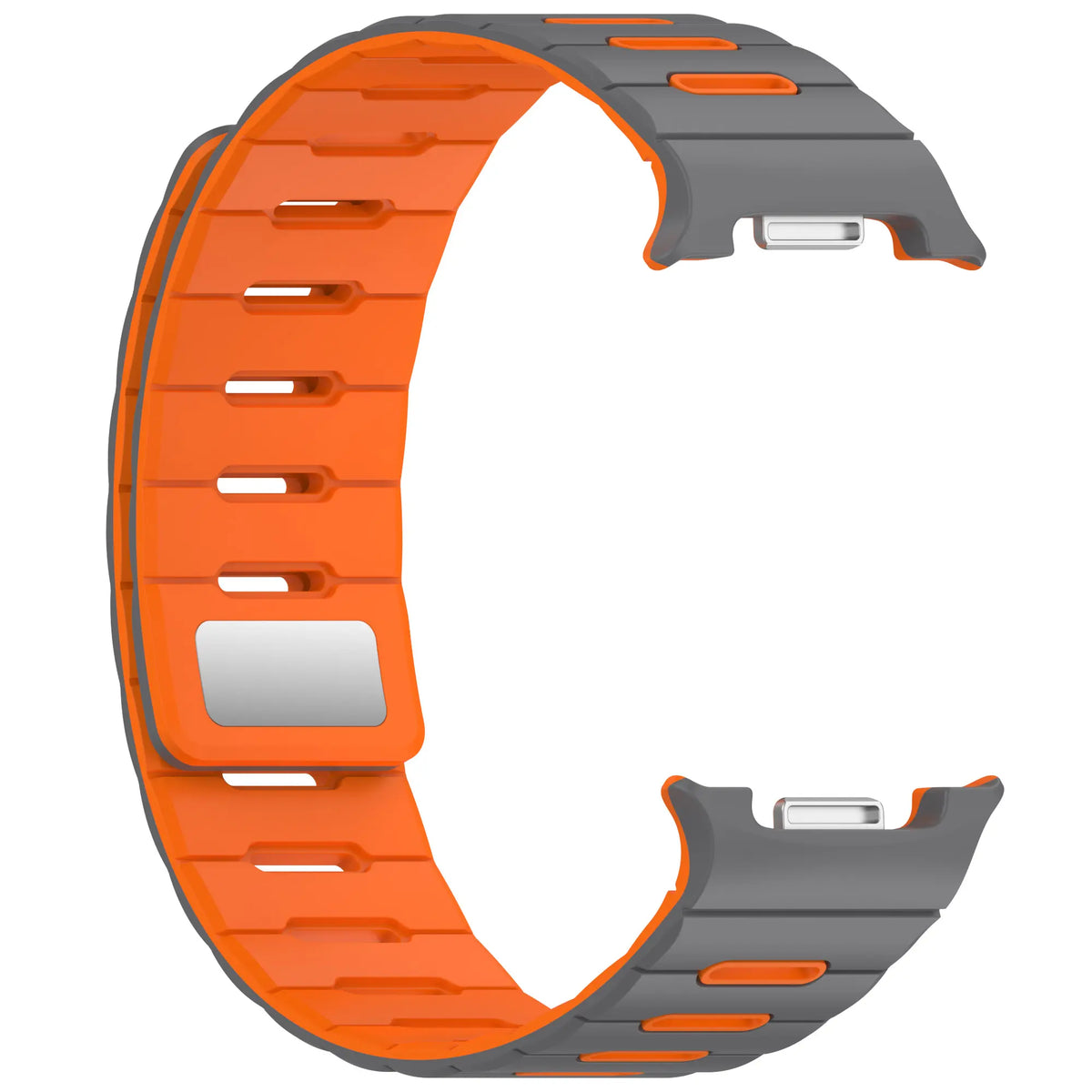 Samsung Galaxy Watch 8 Classic Magnetisches Silikonband (Hellgrau/Orange)
