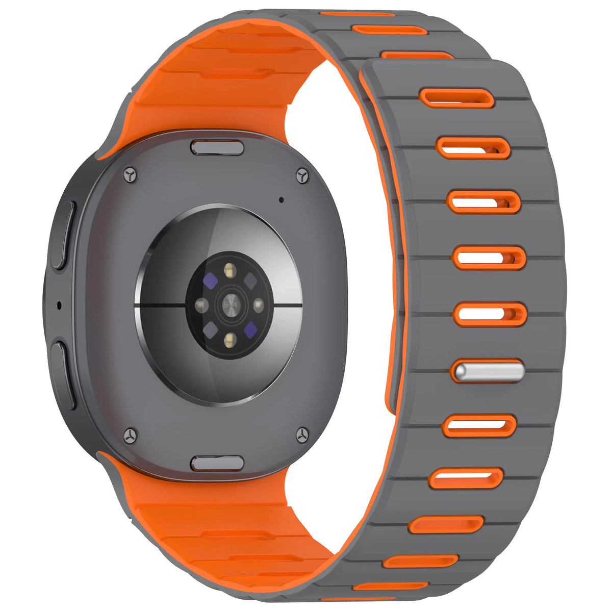 Samsung Galaxy Watch 9 - 40mm Magnetisches Silikonband (Hellgrau/Orange)