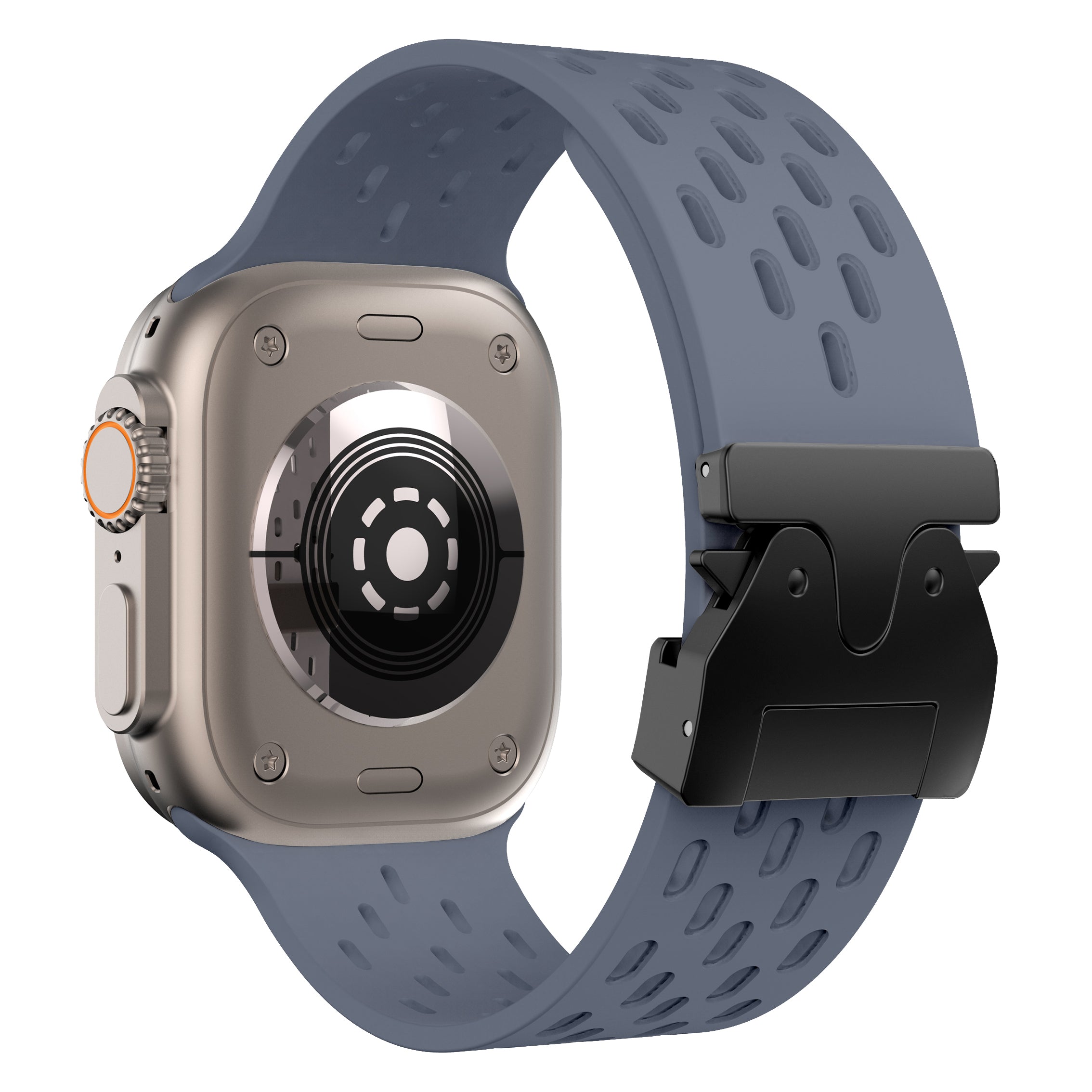 Apple Watch Silikonarmband mit P-Schnalle (Graublau)