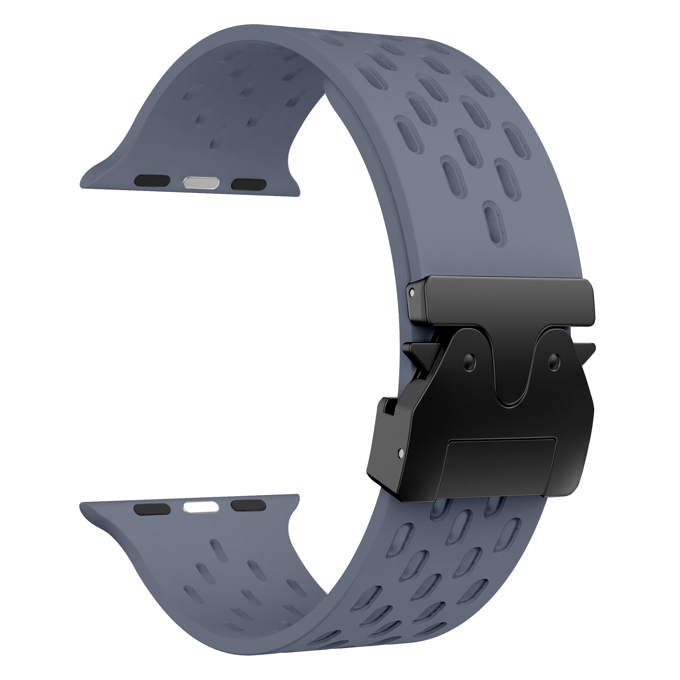 Apple Watch Silikonarmband mit P-Schnalle (Graublau)