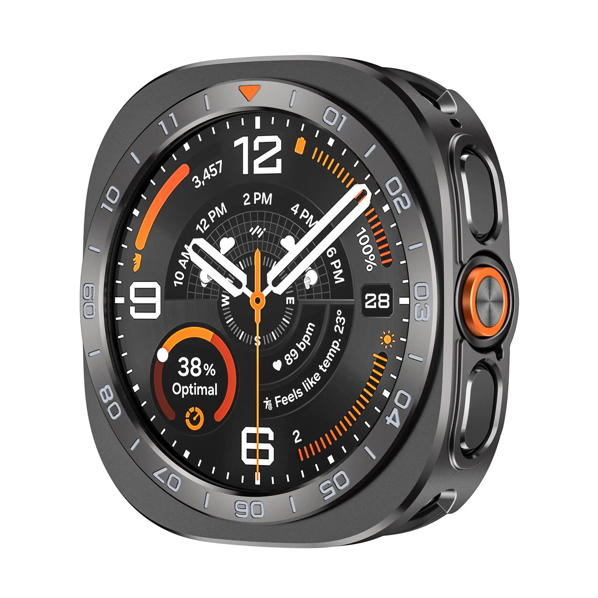 Samsung Galaxy Watch Ultra 2 Bezel Metallhülle (Dunkelgrau/Orange)