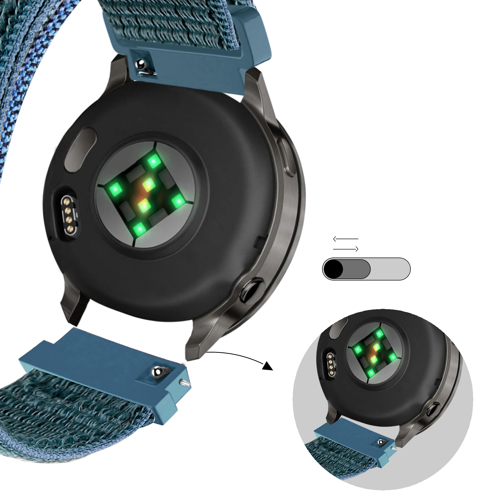 Bandz Correa nylon Loop Garmin Forerunner 265s (verde-gris)