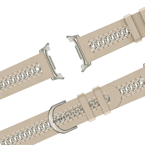 Bandz Samsung Galaxy Watch 8 - 40mm Lederarmband 'Chains' (Beige)