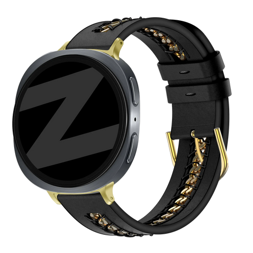 Bandz Samsung Galaxy Watch 8 - 44mm Lederarmband 'Chains' (Schwarz)