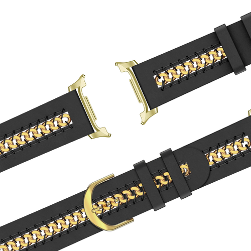 Bandz Samsung Galaxy Watch 8 - 44mm Lederarmband 'Chains' (Schwarz)