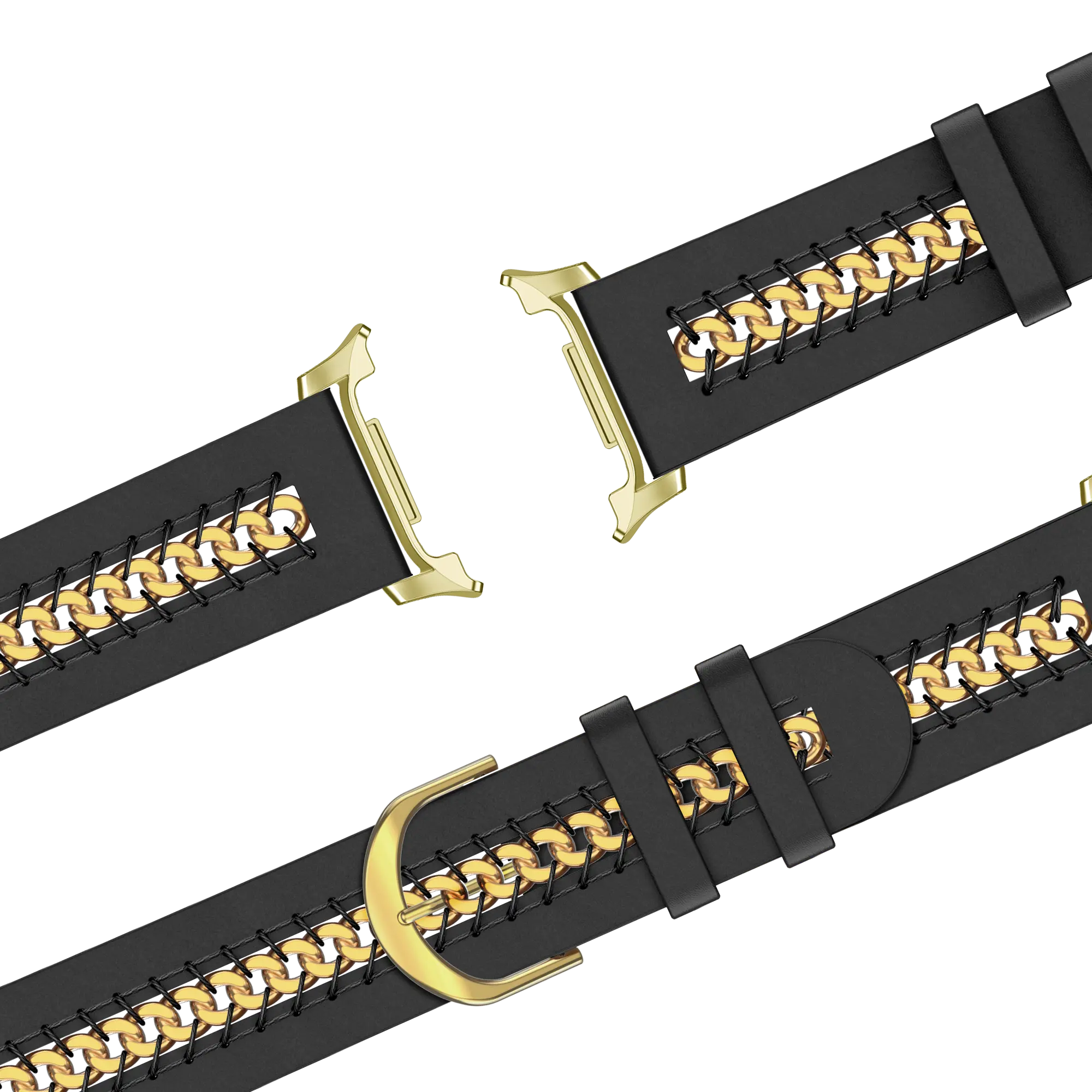 Bandz Samsung Galaxy Watch 8 - 44mm Lederarmband 'Chains' (Schwarz)