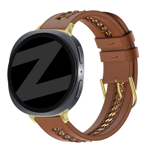 Bandz Samsung Galaxy Watch 8 Classic Lederarmband 'Chains' (Braun)