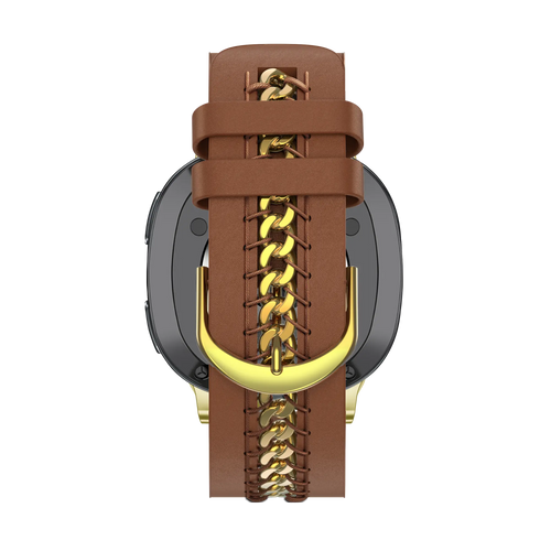 Bandz Samsung Galaxy Watch 8 - 44mm Lederarmband 'Chains' (Braun)