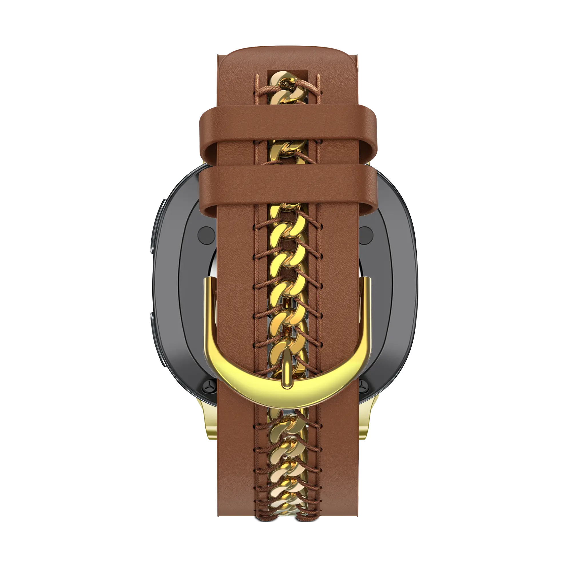 Bandz Samsung Galaxy Watch 8 - 44mm Lederarmband 'Chains' (Braun)