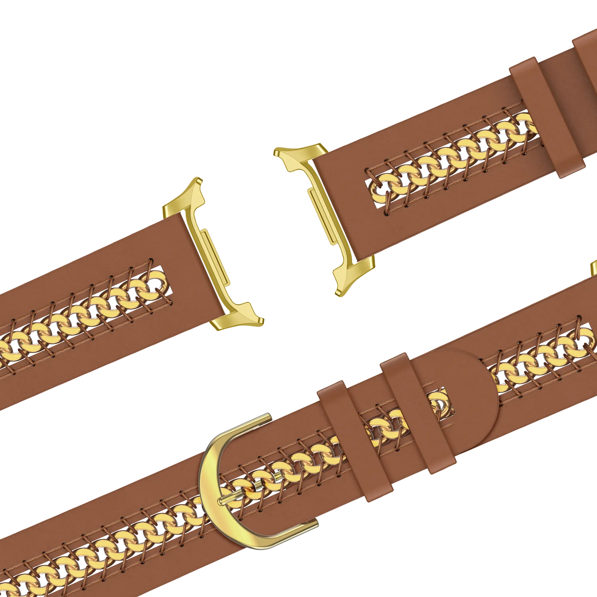 Bandz Samsung Galaxy Watch 8 - 44mm Lederarmband 'Chains' (Braun)