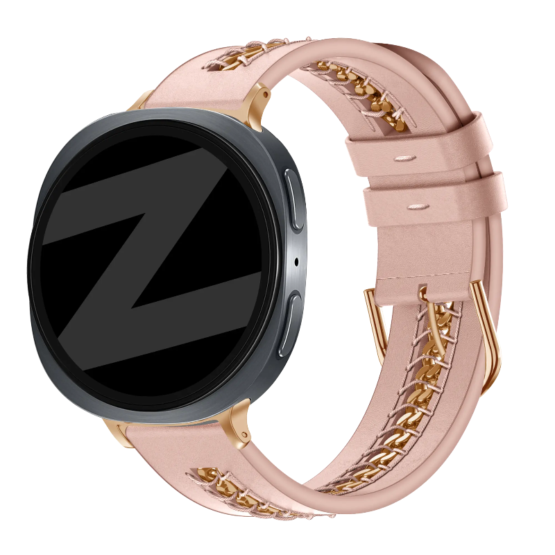 galaxy watch 8 leather band chains pink