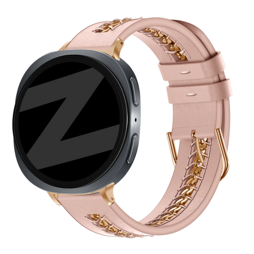 Bandz Correa cuero 'Chains' Samsung Galaxy Watch 8 Classic (rosa)