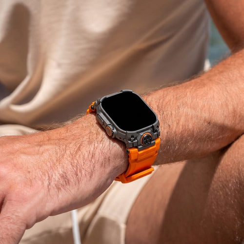 Bracelet silicone 'Quatre griffes' Apple Watch Ultra (orange avec noir)
