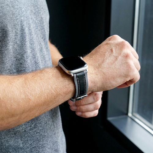 Apple Watch Slim Hybrid Leather Strap (Grey/Black)