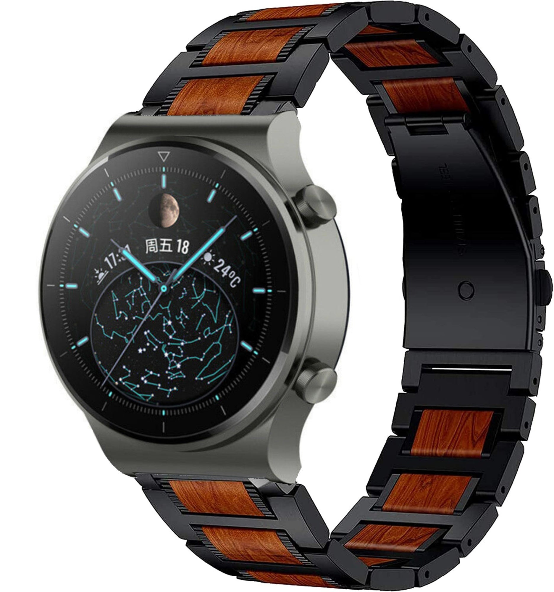 huawei-watch-gt-2-pro-stalen-houten-band-zwart