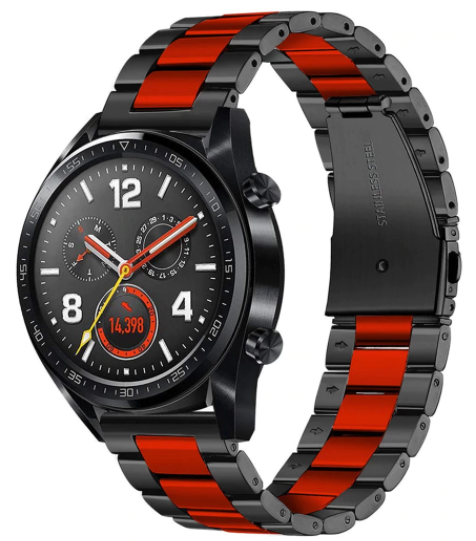 huawei-watch-gt-stalen-band-zwart-rood