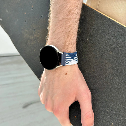 Amazfit Bip U (Pro) verstelbaar geweven bandje (blauw/wit)
