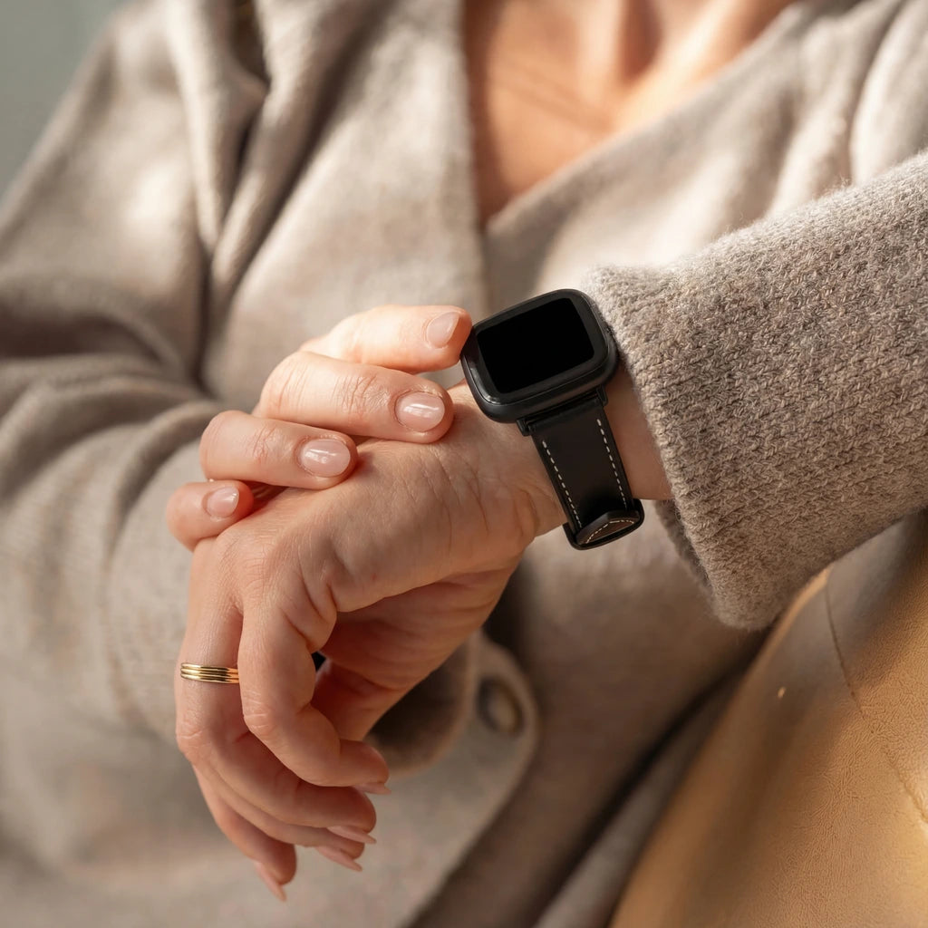 Fitbit Sense Modern Leather Strap (Black)