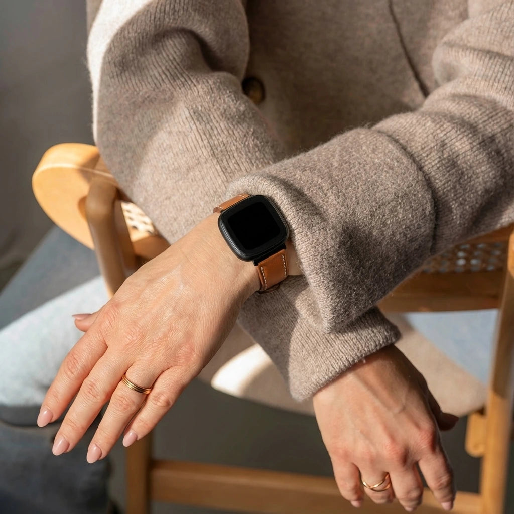 Fitbit Sense Modern Leather Strap (Brown)