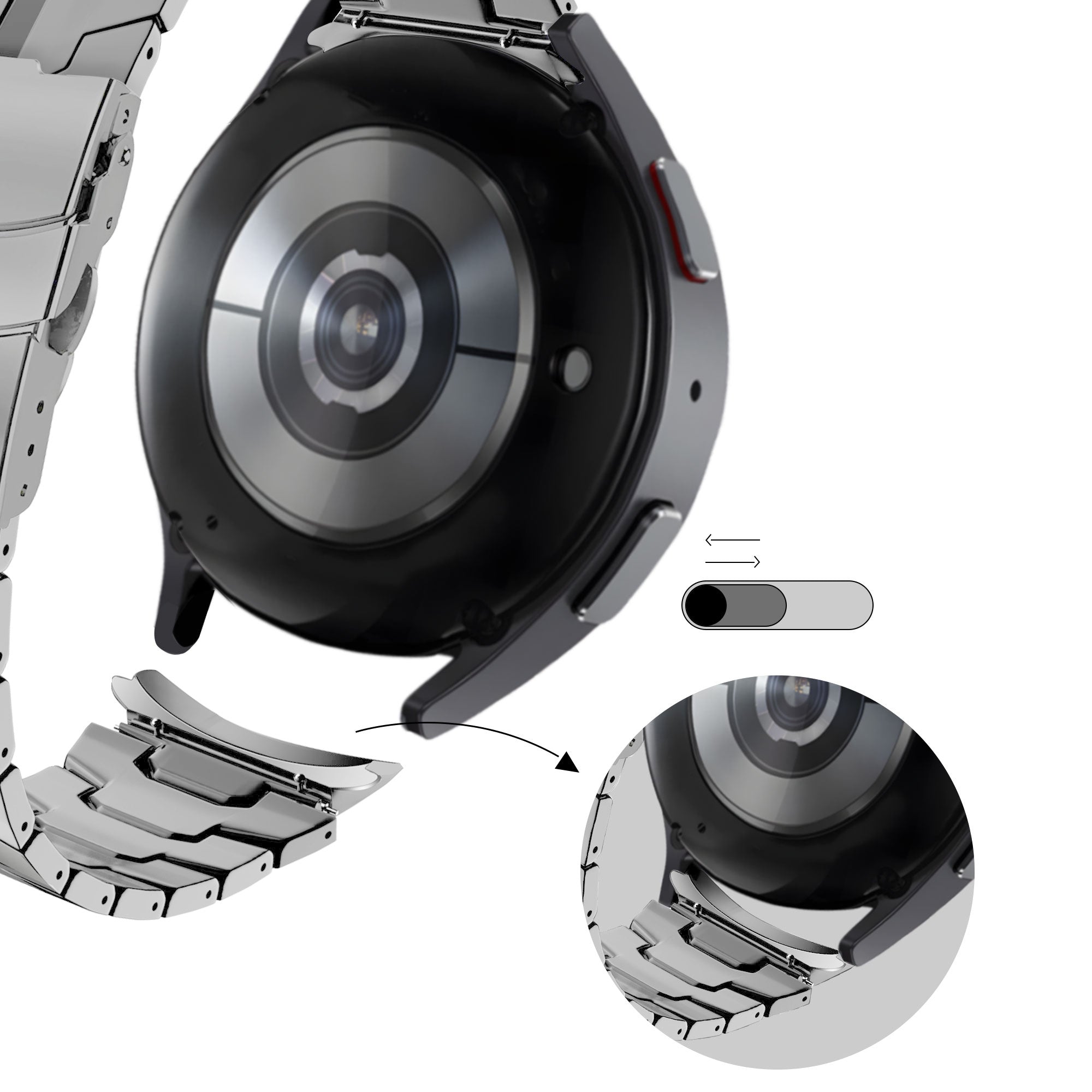 Bandz Samsung Galaxy Watch 4 Classic 42mm Stahlarmband 'Iron' (Silber)