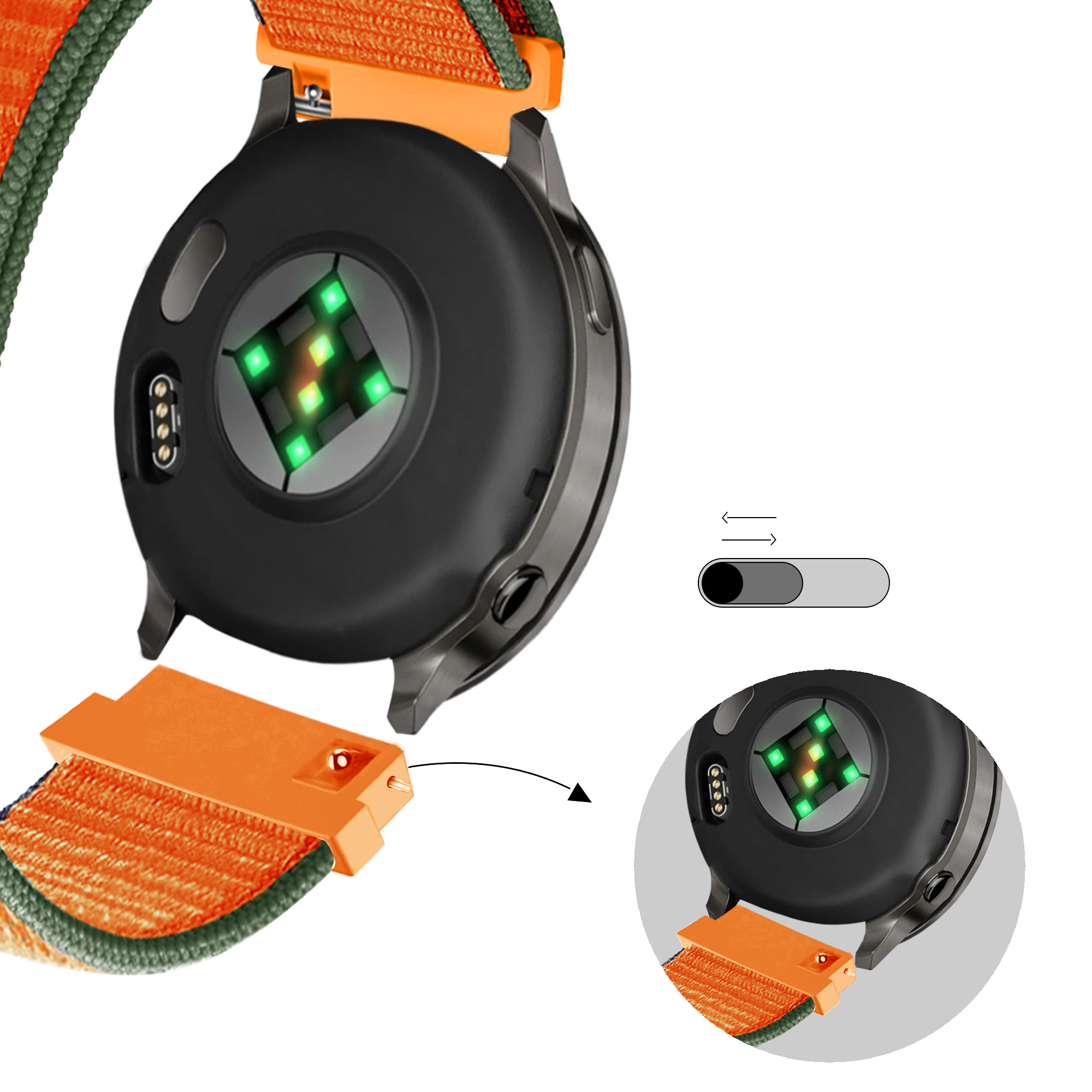 Bandz Correa nylon Loop Garmin Forerunner 255s (naranja)