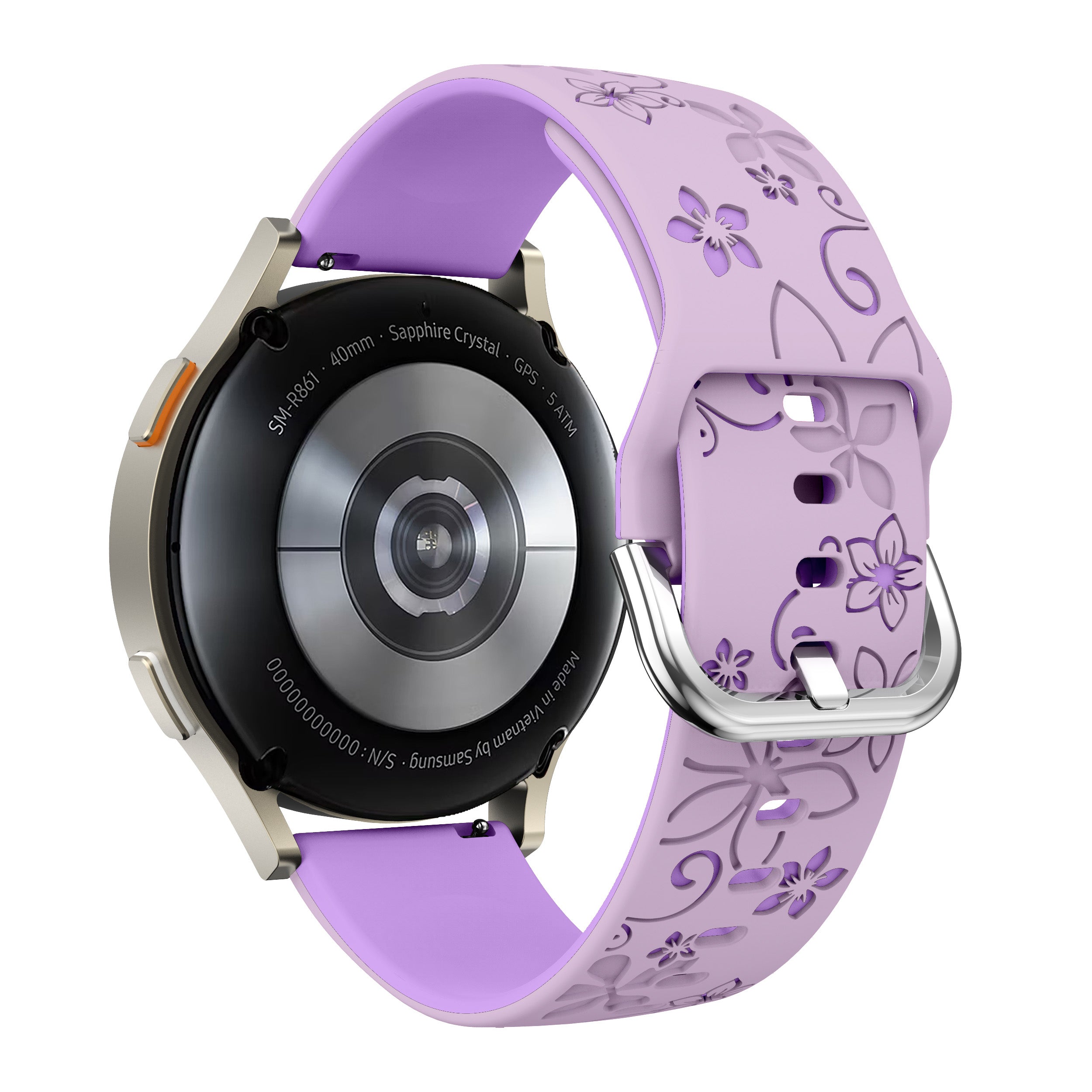 Samsung Galaxy Watch FE Flower Silicone Strap (Lavender/Purple)