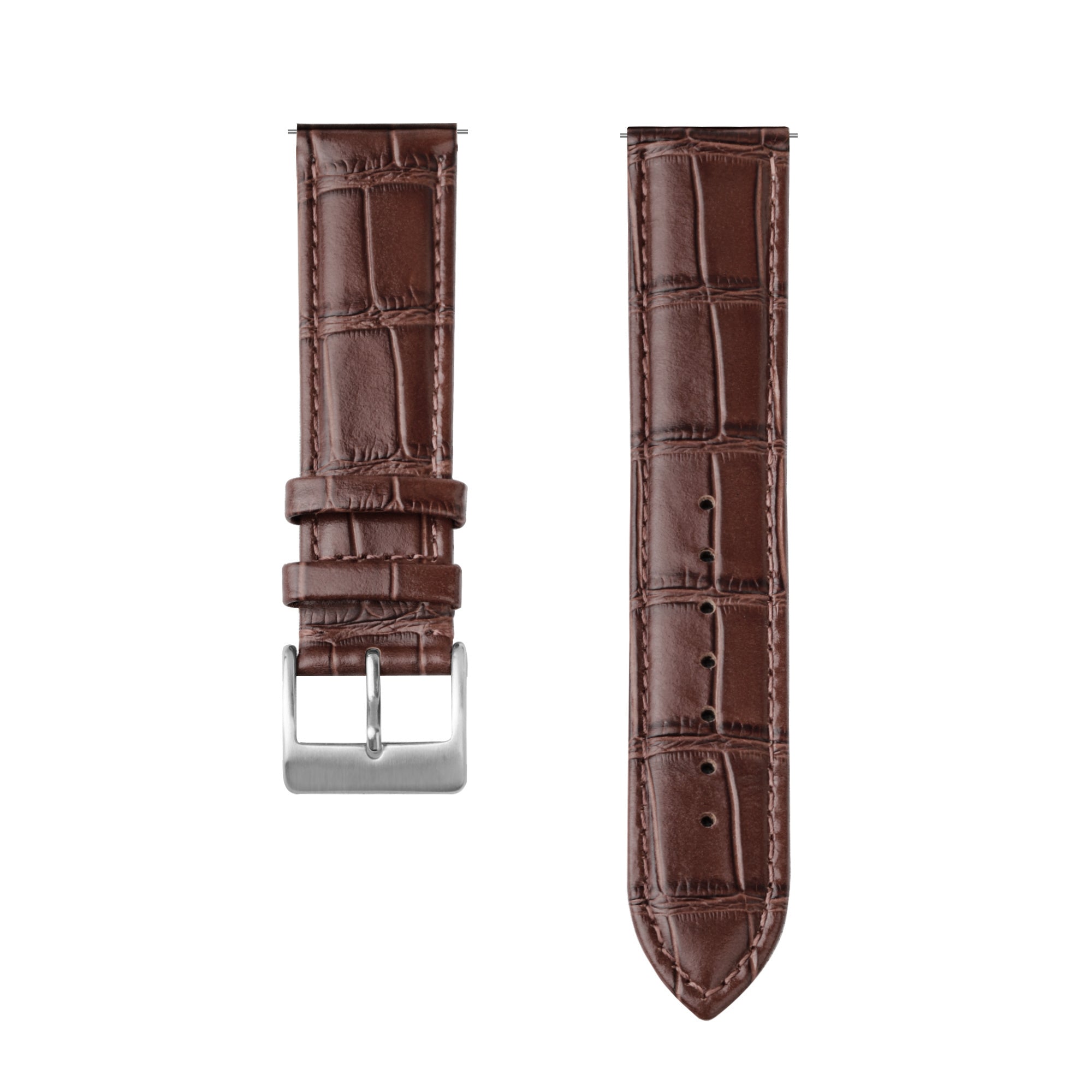 Correa reloj cuero de cocodrilo granulado 22mm - universal (marrón)