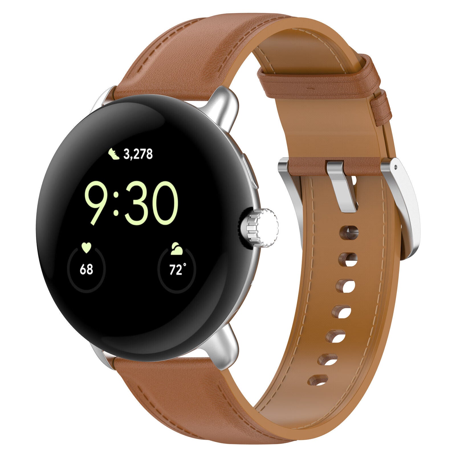 Google Pixel Watch 4 - 41mm Leather Strap (Brown)