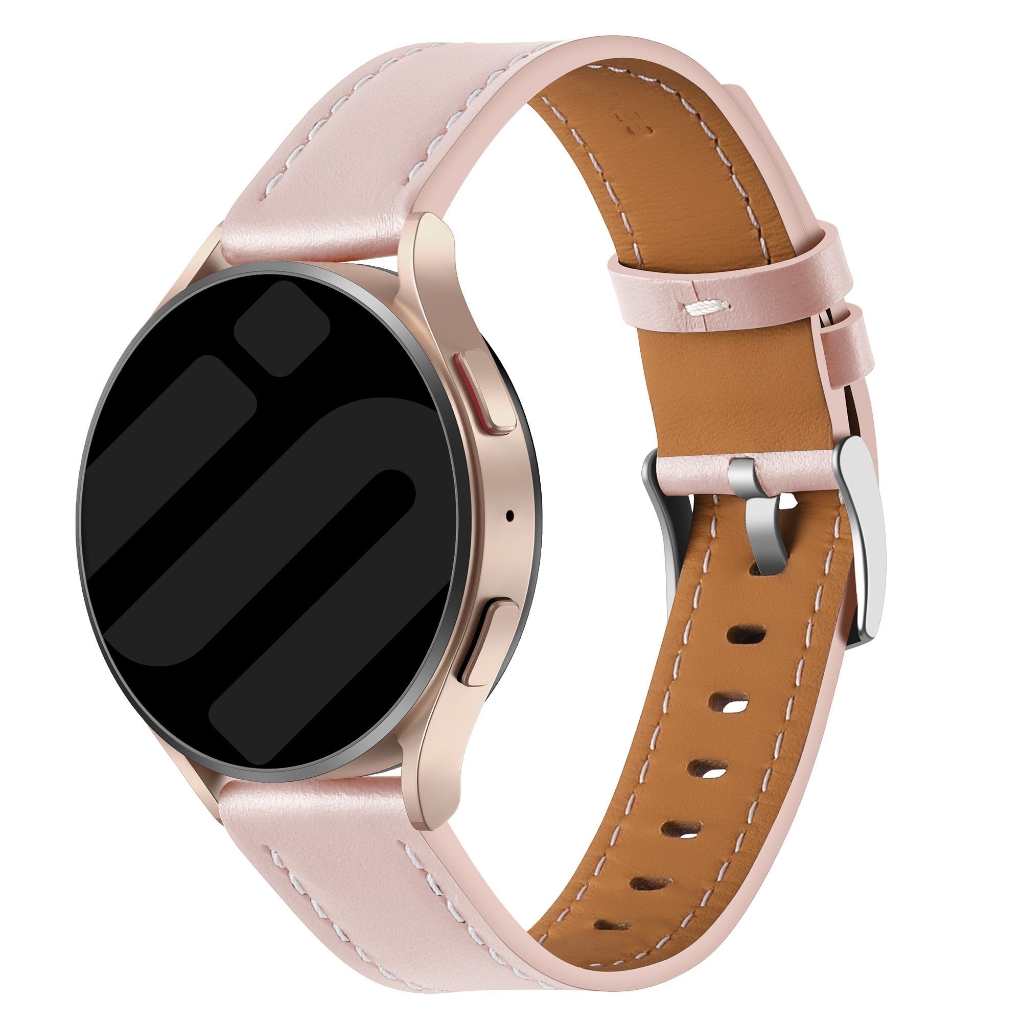 Huawei Watch GT 2 - 42mm 'One Push' Leather Strap (Light Pink)