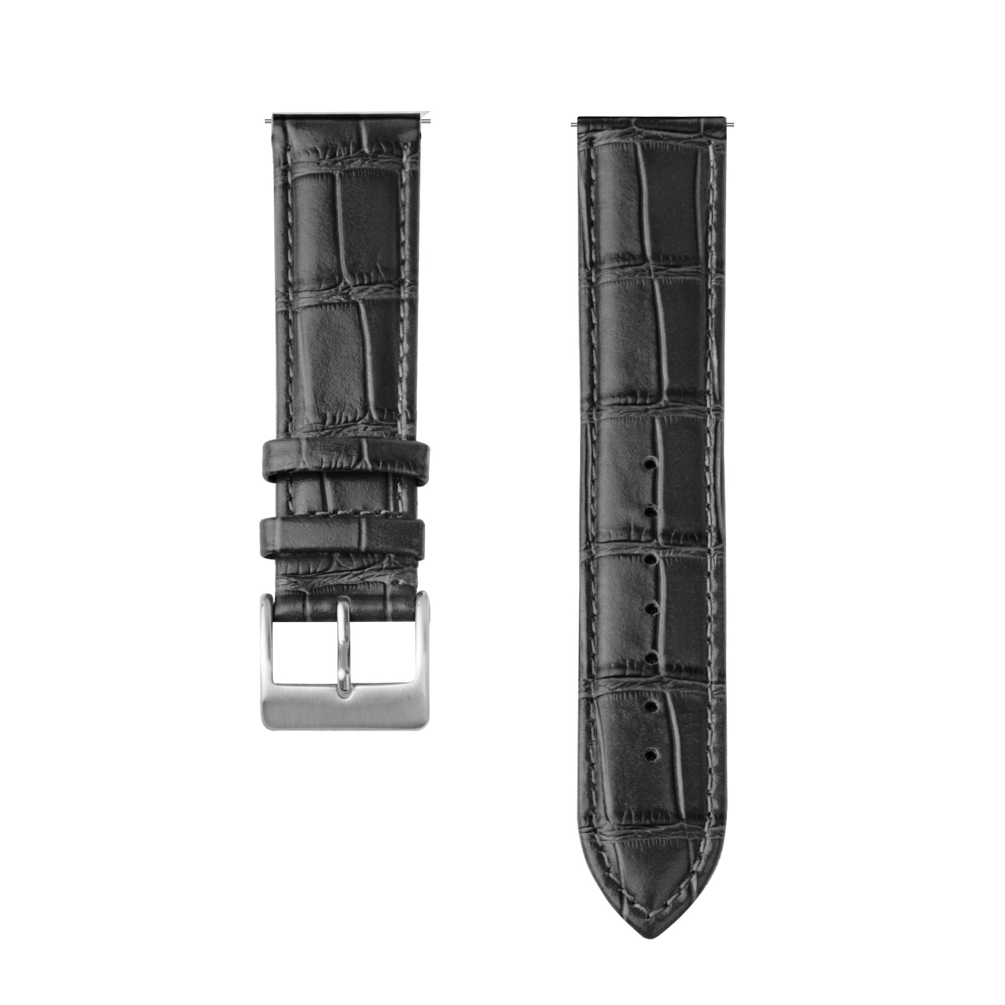 Correa reloj cuero de cocodrilo granulado 22mm - universal (negro)