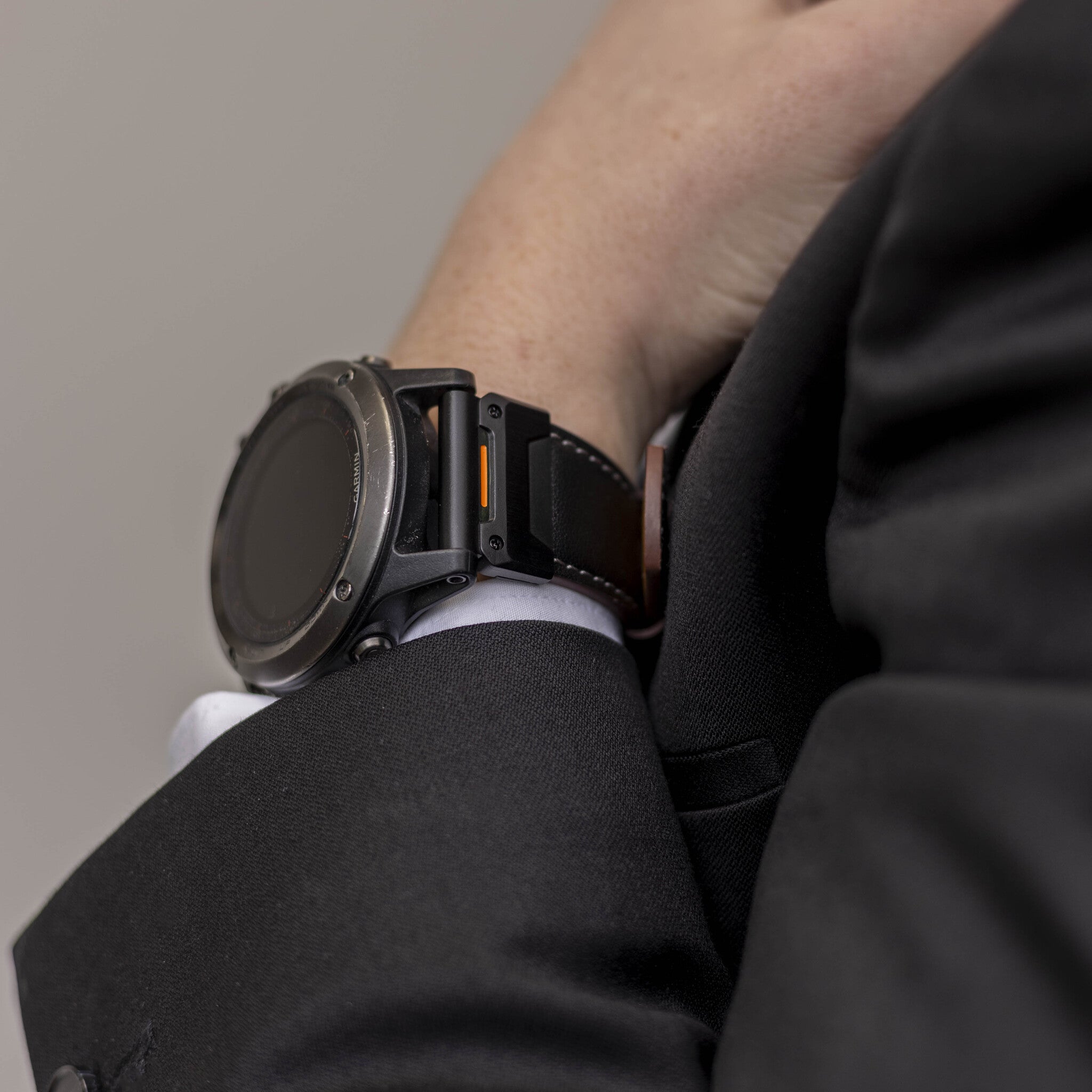 Correa cuero genuina Garmin Fenix E (negro)