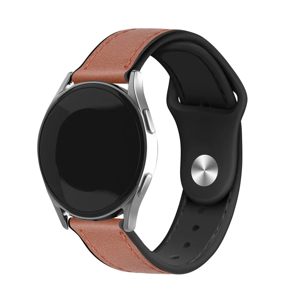 Correa reloj cuero hibrída 22mm -  universal (marrón claro)