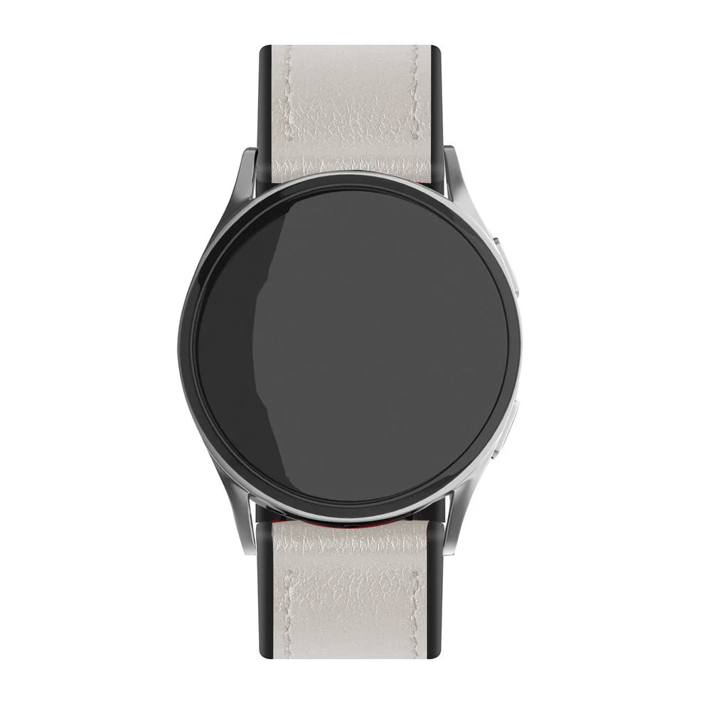 Correa reloj cuero hibrída 22mm -  universal (blanco)