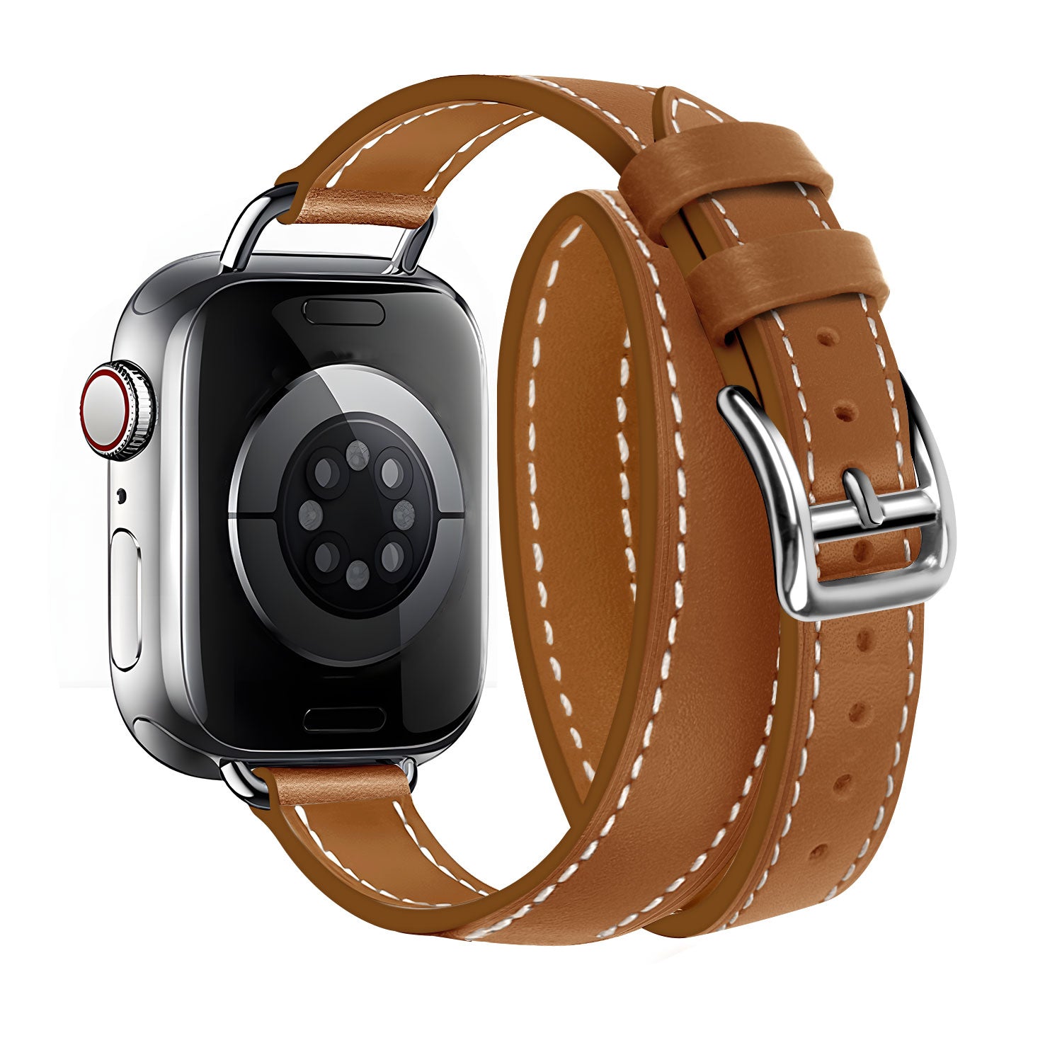 Apple Watch Double Tour Lederarmband (Hellbraun)