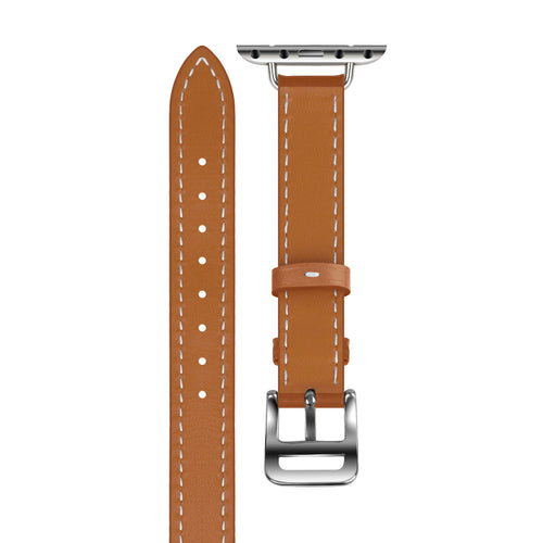 Apple Watch Double Tour Lederarmband (Hellbraun)