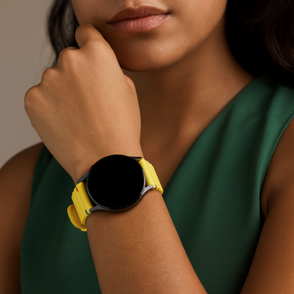 Samsung Galaxy Watch 6 Classic 47mm mit wellenförmigem Armband (knalligem Gelb)