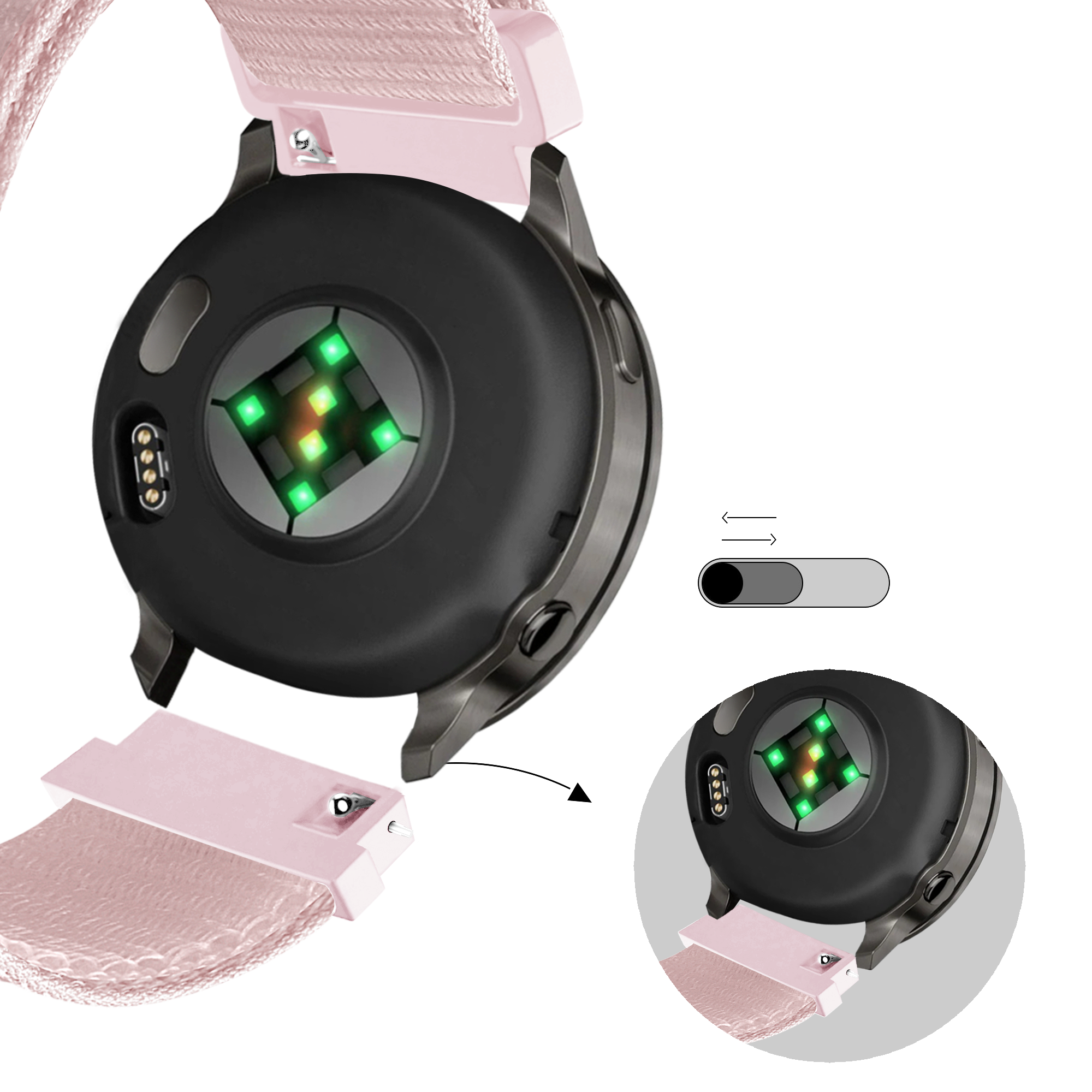 Bandz Correa nylon Loop Garmin Forerunner 55 (rosa claro)