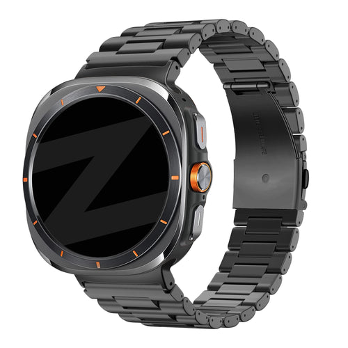 Bandz Samsung Galaxy Watch Ultra stalen schakel band 'Deluxe' (zwart)