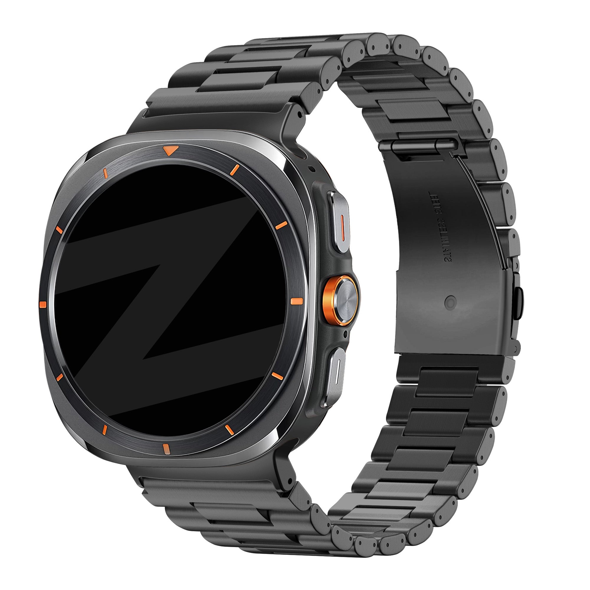 Bandz Samsung Galaxy Watch Ultra stalen schakel band 'Deluxe' (zwart)