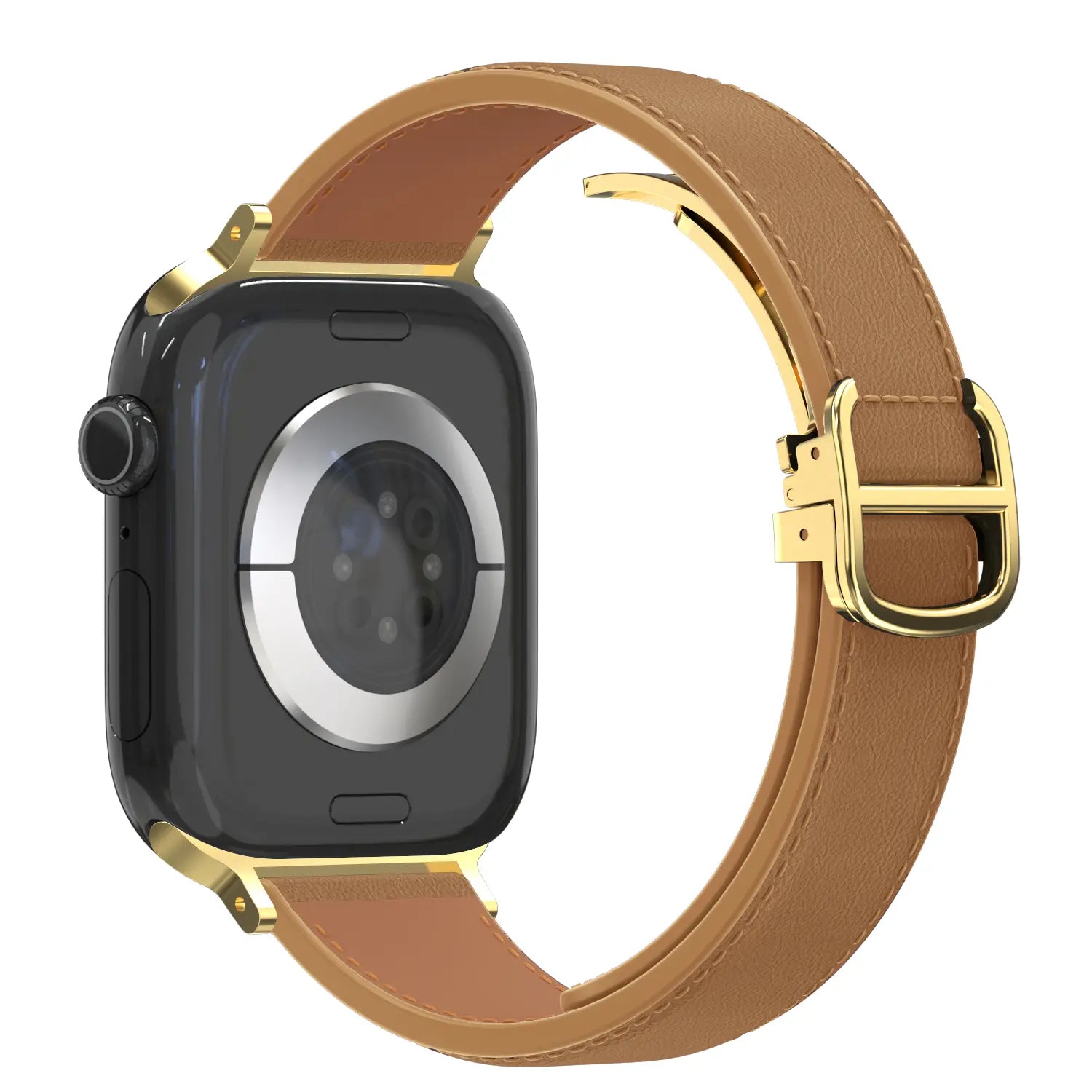 Bandz Apple Watch Lederen band 'D-Type' (milk tea)